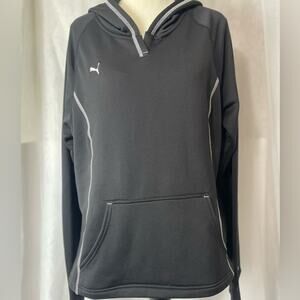 Puma Women’s Hoodie XL Black and White Casual Athleisure Thumb Hole